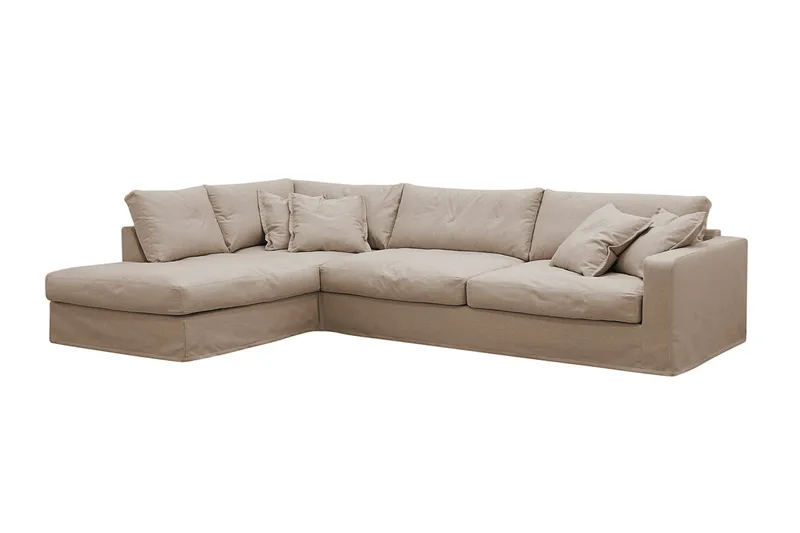 Valencia Extra Djup 4-sits Soffa med Schäslong Vänster - Ljusbrun - Möbler - Soffa - Divansoffa & schäslongsoffa - 4 sits soffa med divan