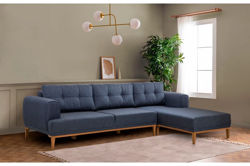 Valsot 4-sits Soffa med Divan - Mörkblå - Möbler - Soffa - Divansoffa & schäslongsoffa - 4 sits soffa med divan