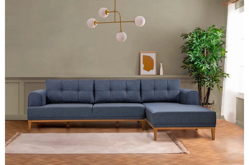 Valsot 4-sits Soffa med Divan - Mörkblå - Möbler - Soffa - Divansoffa & schäslongsoffa - 4 sits soffa med divan