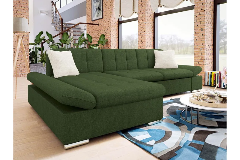 Vananda Soffa med Divan 3-sits - Grön - Möbler - Soffa - Bäddsoffa - Bäddsoffa divan