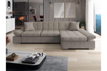 Vananda Soffa med Divan 3-sits i Bouclé - Grå - Möbler - Soffa - Divansoffa & schäslongsoffa - 3 sits soffa med divan