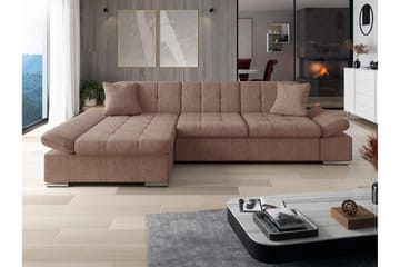 Vananda Soffa med Divan 3-sits i Bouclé - Rosa - Möbler - Soffa - Divansoffa & schäslongsoffa - 3 sits soffa med divan