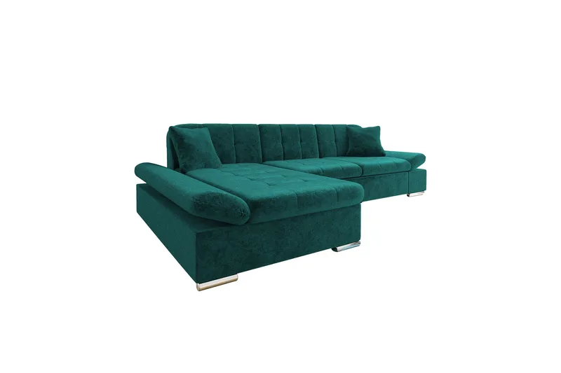 Vananda Soffa med Divan 3-sits i Chenille - Grön - Möbler - Soffa - Divansoffa & schäslongsoffa - 3 sits soffa med divan