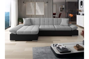 Vananda Soffa med Divan 3-sits i Konstläder - Svart/Grå - Möbler - Soffa - Divansoffa & schäslongsoffa - 3 sits soffa med divan