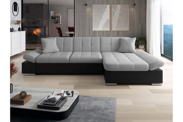 Vananda Soffa med Divan 3-sits i Konstläder - Svart/Grå - Möbler - Soffa - Divansoffa & schäslongsoffa - 3 sits soffa med divan