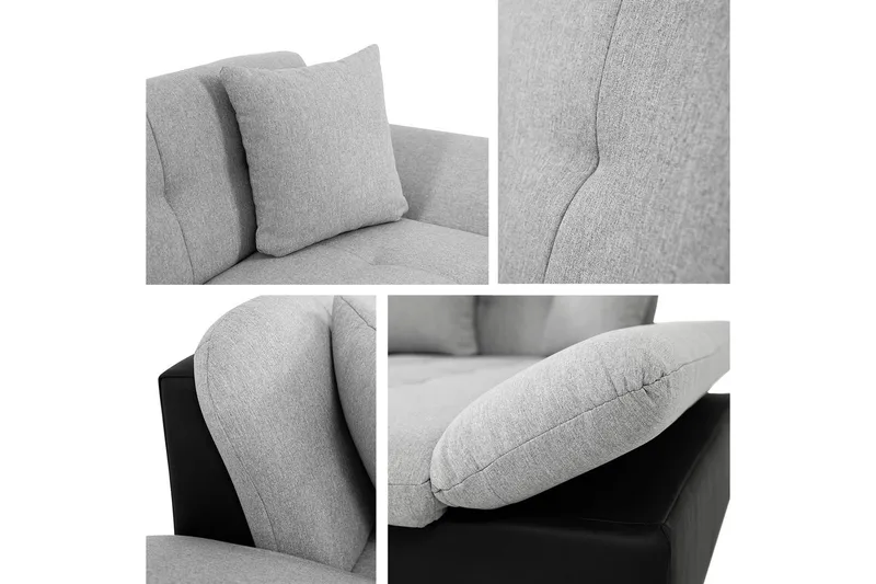 Vananda Soffa med Divan 3-sits i Konstläder - Vit/Grå - Möbler - Soffa - Divansoffa & schäslongsoffa - 3 sits soffa med divan