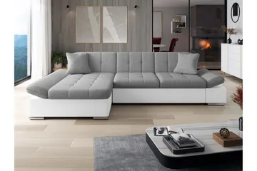 Vananda Soffa med Divan 3-sits i Konstläder - Vit/Grå - Möbler - Soffa - Divansoffa & schäslongsoffa - 3 sits soffa med divan