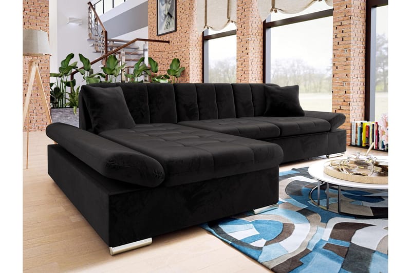 Vananda Soffa med Divan 3-sits - Svart - Möbler - Soffa - Bäddsoffa - Bäddsoffa divan