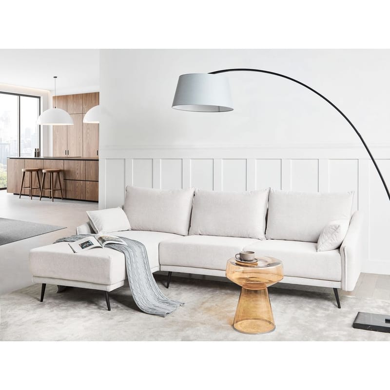 Varde 3-sits Vänstervänd L-formad Hörnsoffa med Divan och Schäslong i Tyg - Ljusbeige - Möbler - Soffa - Divansoffa & schäslongsoffa - 3 sits soffa med divan