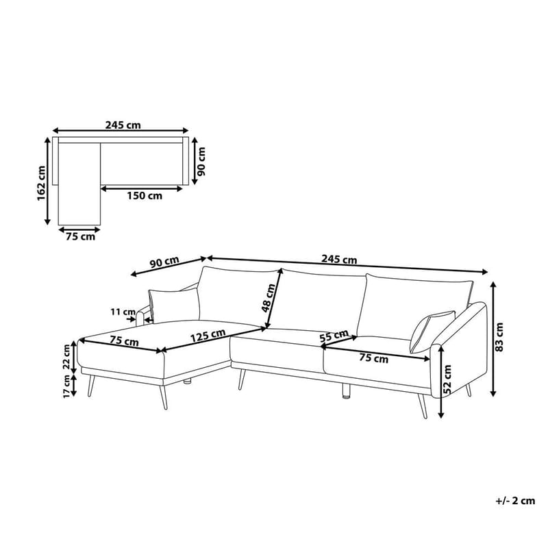 Varde 3-sits Vänstervänd L-formad Hörnsoffa med Divan och Schäslong i Tyg - Ljusbeige - Möbler - Soffa - Divansoffa & schäslongsoffa - 3 sits soffa med divan
