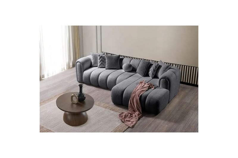 Varrel Soffa med Divan 3-sits - Mörkgrå - Möbler - Soffa - Divansoffa & schäslongsoffa - 3 sits soffa med divan