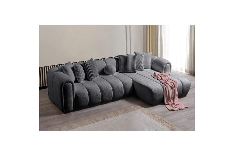 Varrel Soffa med Divan 3-sits - Mörkgrå - Möbler - Soffa - Divansoffa & schäslongsoffa - 3 sits soffa med divan