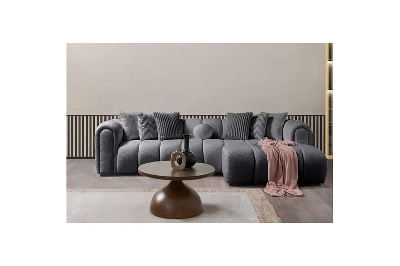 Varrel Soffa med Divan 3-sits - Mörkgrå - Möbler - Soffa - Divansoffa & schäslongsoffa - 3 sits soffa med divan