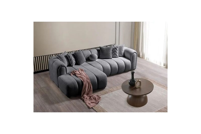 Varrel Soffa med Divan 3-sits - Mörkgrå - Möbler - Soffa - Divansoffa & schäslongsoffa - 3 sits soffa med divan