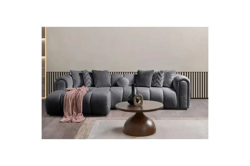 Varrel Soffa med Divan 3-sits - Mörkgrå - Möbler - Soffa - Divansoffa & schäslongsoffa - 3 sits soffa med divan