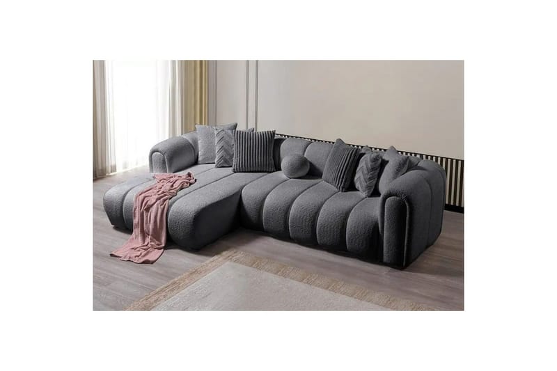 Varrel Soffa med Divan 3-sits - Mörkgrå - Möbler - Soffa - Divansoffa & schäslongsoffa - 3 sits soffa med divan