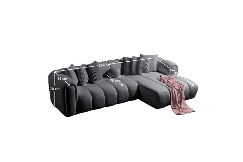 Varrel Soffa med Divan 3-sits - Mörkgrå - Möbler - Soffa - Divansoffa & schäslongsoffa - 3 sits soffa med divan