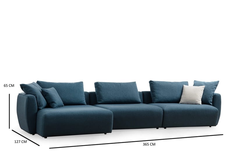Viimse 3-sits Vänstervänd Divansoffa med Schäslong 365 cm i Tyg - Blå - Möbler - Soffa - Divansoffa & schäslongsoffa - 3 sits soffa med divan