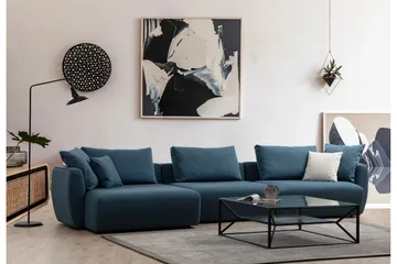 Viimse 3-sits Vänstervänd Divansoffa med Schäslong 365 cm i Tyg - Blå - Möbler - Soffa - Divansoffa & schäslongsoffa - 3 sits soffa med divan