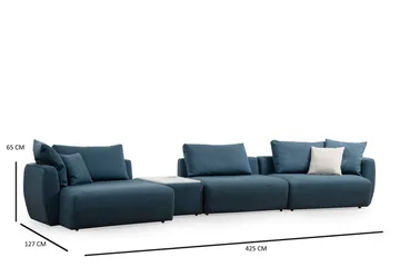 Viimse 3-sits Vänstervänd Divansoffa med Schäslong 425 cm i Tyg - Blå - Möbler - Soffa - Divansoffa & schäslongsoffa - 3 sits soffa med divan
