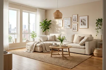Visby 4-sits L-formad Djup Vändbar Soffa med Divan i Tyg - Beige - Möbler - Soffa - Divansoffa & schäslongsoffa - 4 sits soffa med divan