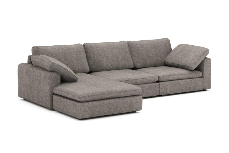 Visby 4-sits L-formad Djup Vändbar Soffa med Divan i Tyg - Grå - Möbler - Soffa - Divansoffa & schäslongsoffa - 4 sits soffa med divan