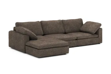 Visby 4-sits L-formad Djup Vändbar Soffa med Divan i Tyg - Mörkbrun - Möbler - Soffa - Divansoffa & schäslongsoffa - 4 sits soffa med divan