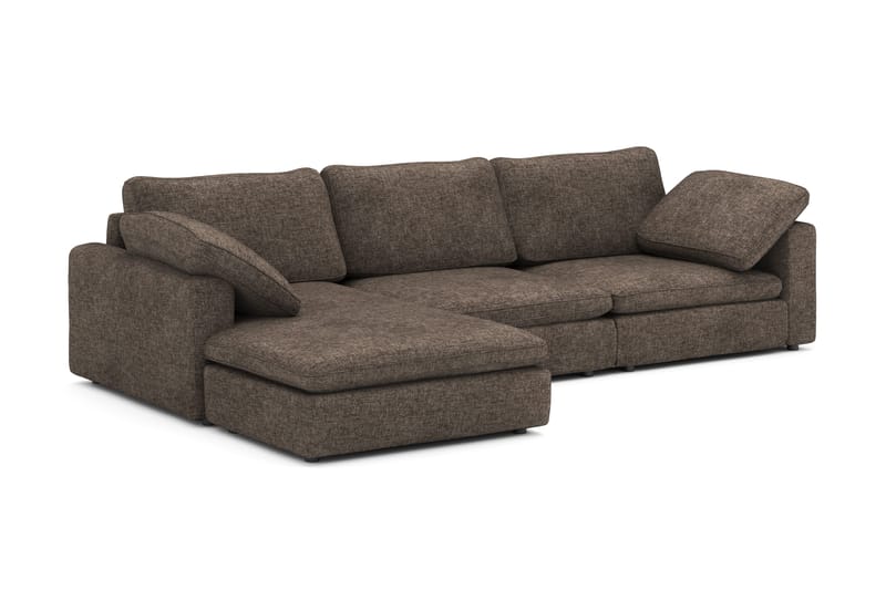 Visby 4-sits L-formad Djup Vändbar Soffa med Divan i Tyg - Mörkbrun - Möbler - Soffa - Divansoffa & schäslongsoffa - 4 sits soffa med divan