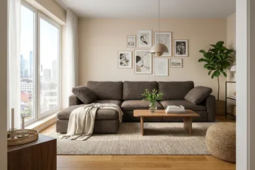 Visby 4-sits L-formad Djup Vändbar Soffa med Divan i Tyg - Mörkbrun - Möbler - Soffa - Divansoffa & schäslongsoffa - 4 sits soffa med divan
