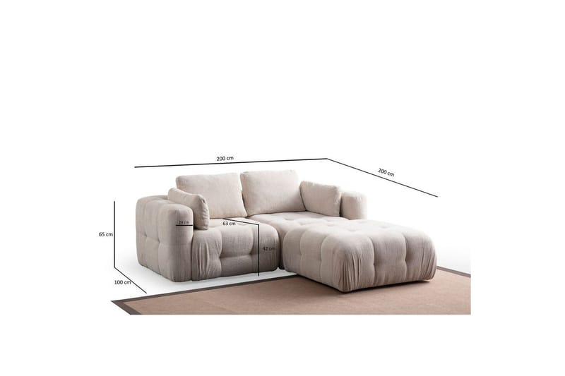 Yvara Soffa med Divan 2-sits - Beige - Möbler - Soffa - Modulsoffa - Komplett modulsoffa