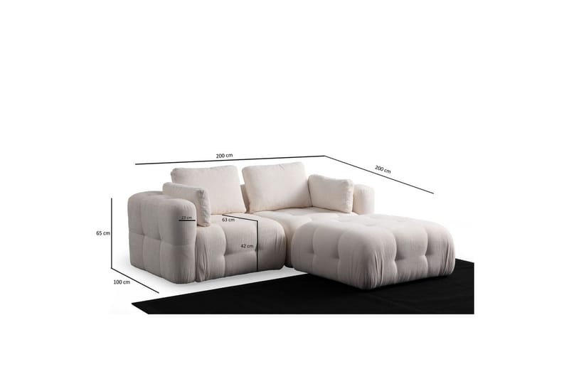Yvara Soffa med Divan 2-sits - Beige - Möbler - Soffa - Divansoffa & schäslongsoffa - 2 sits soffa med divan