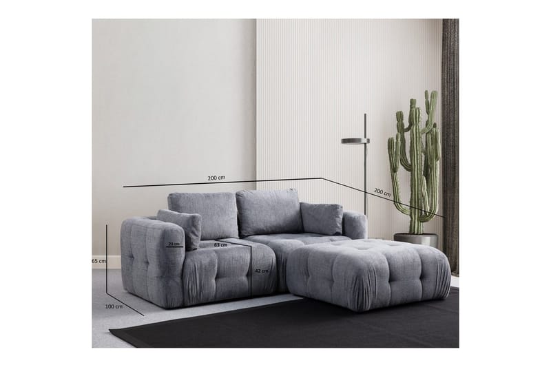 Yvara Soffa med Divan 2-sits - Grå - Möbler - Soffa - Modulsoffa - Komplett modulsoffa