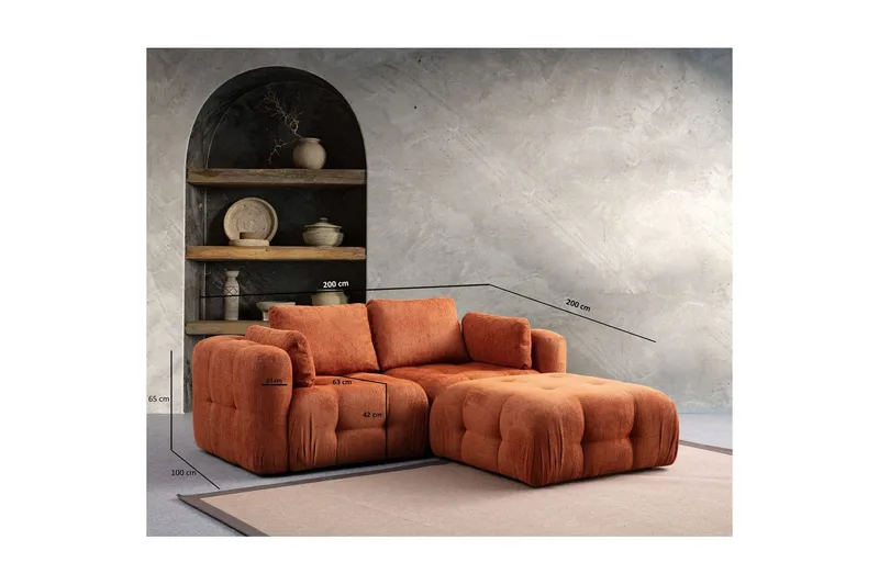 Yvara Soffa med Divan 2-sits - Orange - Möbler - Soffa - Modulsoffa - Komplett modulsoffa