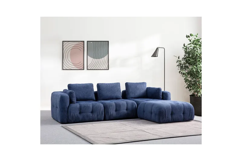 Yvara Soffa med Divan 4-sits - Blå - Möbler - Soffa - Modulsoffa - Komplett modulsoffa