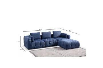 Yvara Soffa med Divan 4-sits - Blå - Möbler - Soffa - Divansoffa & schäslongsoffa - 4 sits soffa med divan