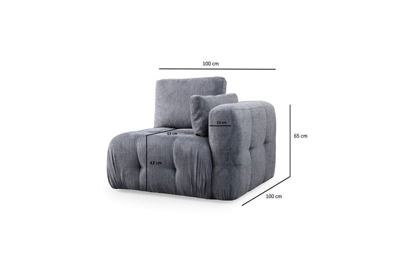 Yvara Soffa med Divan 4-sits - Grå - Möbler - Soffa - Modulsoffa - Komplett modulsoffa