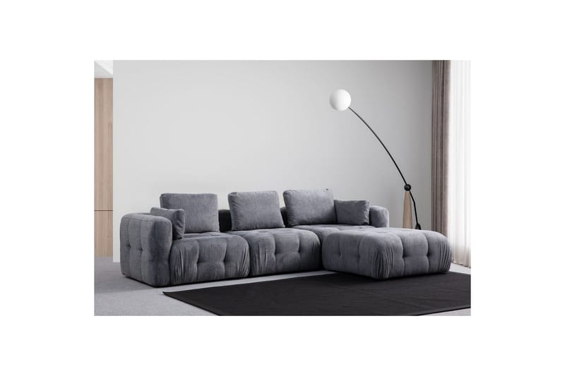 Yvara Soffa med Divan 4-sits - Grå - Möbler - Soffa - Divansoffa & schäslongsoffa - 4 sits soffa med divan