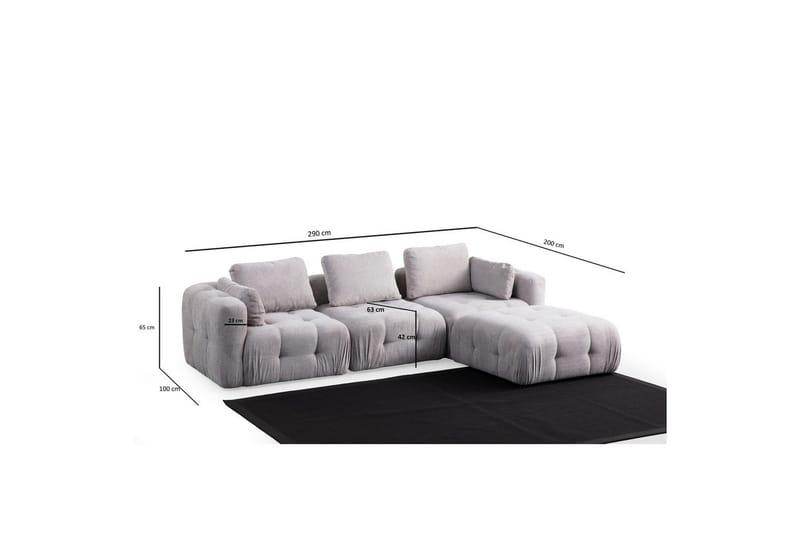 Yvara Soffa med Divan 4-sits - Ljusgrå - Möbler - Soffa - Divansoffa & schäslongsoffa - 4 sits soffa med divan