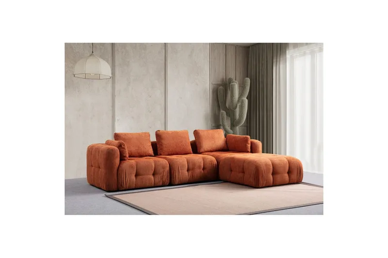Yvara Soffa med Divan 4-sits - Orange - Möbler - Soffa - Divansoffa & schäslongsoffa - 4 sits soffa med divan