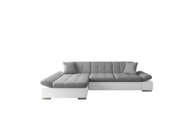 Djerra Bäddsoffa med Schäslong 3-sits i Konstläder, Vit/Grå