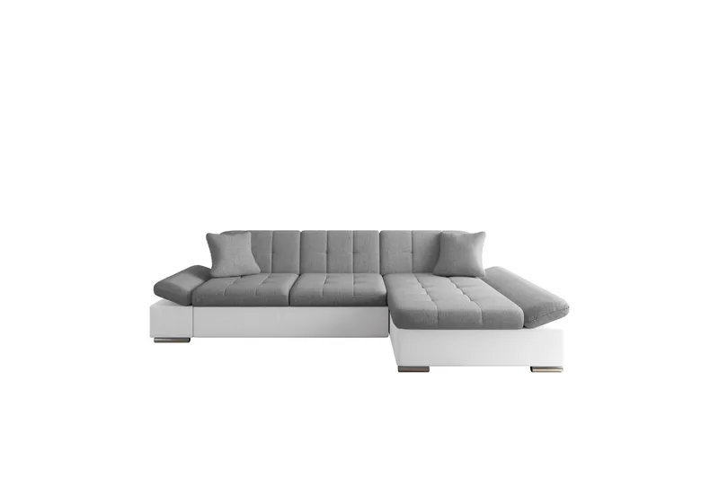 Djerra Bäddsoffa med Schäslong 3-sits i Konstläder, Vit/Grå