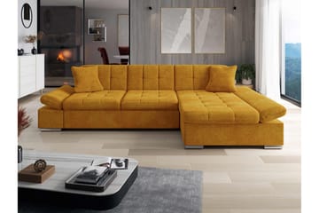 Djerra Bäddsoffa med Schäslong 3-sits i Sammet - Gul - Möbler - Soffa - Sammetssoffa