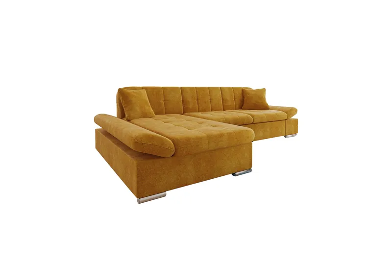 Djerra Bäddsoffa med Schäslong 3-sits i Sammet, Gul