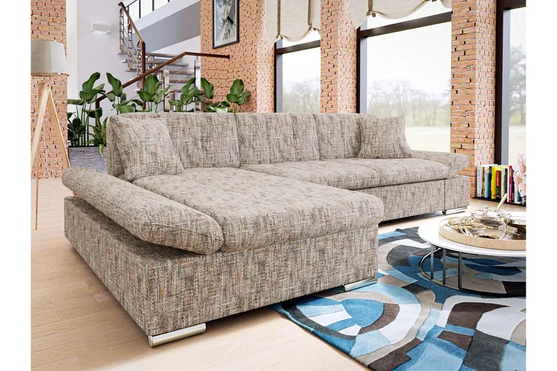 Djerra Soffa med Divan 3-sits - Flerfärgad/Beige - Möbler - Soffa - Divansoffa & schäslongsoffa - 3 sits soffa med divan