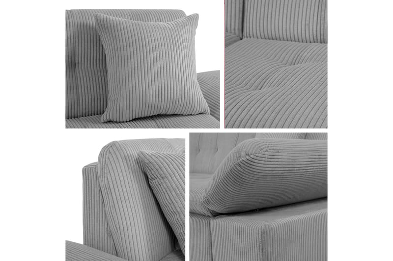 Djerra Soffa med Divan 3-sits - Grå/Svart - Möbler - Soffa - Divansoffa & schäslongsoffa - 3 sits soffa med divan