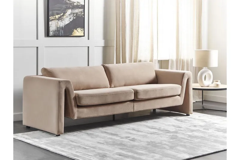 Durran Soffa 3-sits - Beige/Svart - Möbler - Soffa - Sammetssoffa