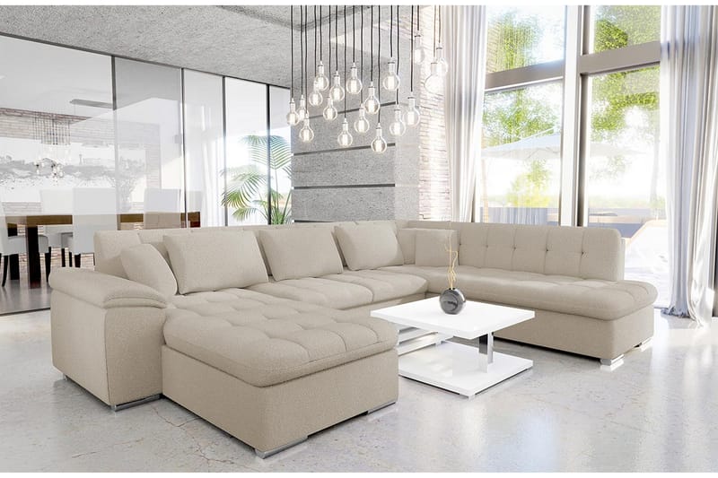 Dynir Soffa med Divan och Schäslong 4-sits - Beige - Möbler - Soffa - Divansoffa & schäslongsoffa - 4 sits soffa med divan