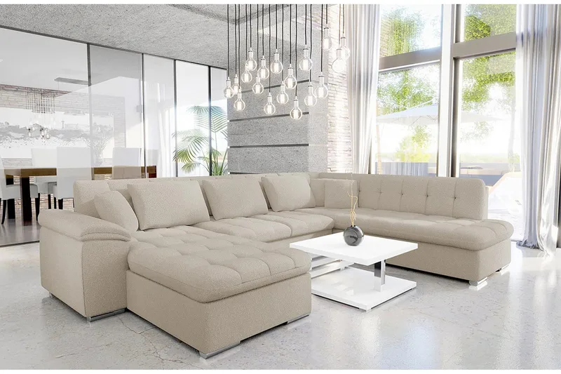 Dynir Soffa med Divan och Schäslong 4-sits - Beige - Möbler - Soffa - Divansoffa & schäslongsoffa - 4 sits soffa med divan