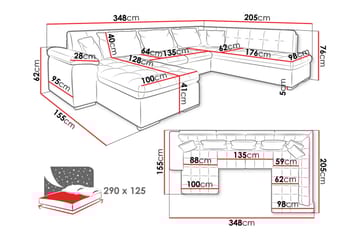 Dynir Soffa med Divan och Schäslong 4-sits - Brun/Beige - Möbler - Soffa - Divansoffa & schäslongsoffa - 4 sits soffa med divan
