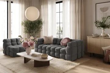 Elise 3-sits Bubblig Soffa - Mörkgrå - Möbler - Soffa - 3 sits soffa